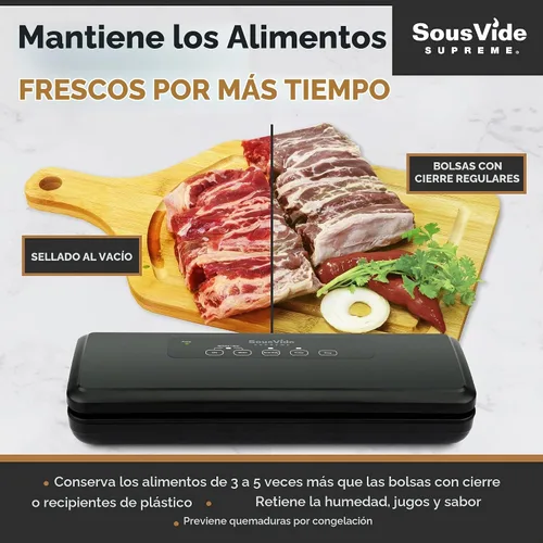 Vista 2 de Sous Vide Supreme Sellador al vacío VS007 - Conservador de alimentos - Ideal para cocinar al vacío - Fácil de usar - Modo de alimentos secos