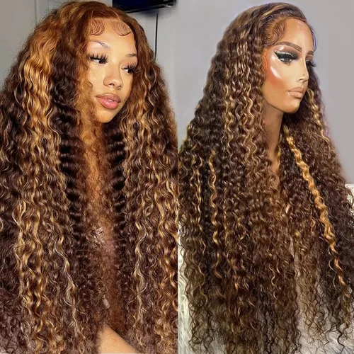 Vista 7 de Pelucas de cabello humano con encaje frontal de onda profunda 13x4 de 180 densidad, peluca frontal de encaje completo HD, pelucas de cabello humano