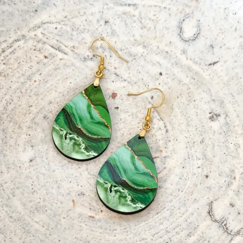 Vista 22 de Dangle Earrings for Women Colorful Dangling Drop Statement Jewelry Printed MDF Wood Teardrop Double Side Print Handmade by The Painted Pug