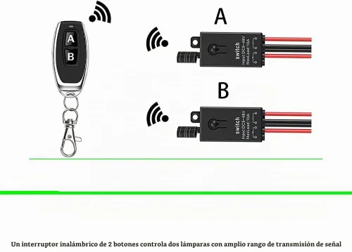 Vista 4 de Interruptor de control remoto de 12 V, mini interruptores inalámbricos de 2 vías, relé CC de 12 V/24 V/48 V/10 A con alcance largo de 328 pies