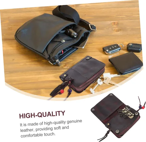 Vista 9 de 5 unids clave caso hombre monedero para hombres hombres carteras de cuero hombre cartera cremallera coche llave bolsa cuero genuino