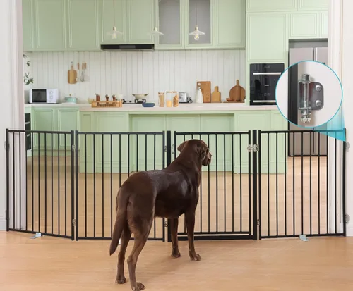 Vista 11 de No Pawblems - Puerta independiente para perros, valla plegable de 30 pulgadas de alto para interiores, extensión de puerta extra ancha para Blanco