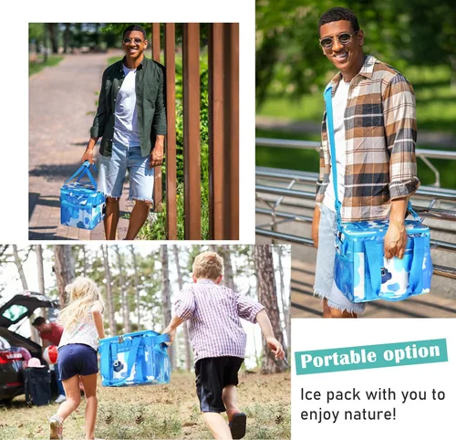 Vista 13 de Tirrinia Bolsa térmica grande aislada – Caja térmica a prueba de fugas para exteriores para mujeres y hombres – Bolsa de congelador portátil