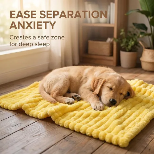 Vista 2 de Manta de apoyo emocional para perros, manta amarilla para perros (azul, 27 x 39 pulgadas) Soft Calming Yellow Dog Blanket, Lightweight bunny blanket