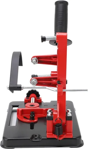 Vista 9 de Soporte para amoladora angular, soporte fijo, estación de corte duradera para taller, hierro fundido, rojo y negro, se adapta a amoladora de 100 a