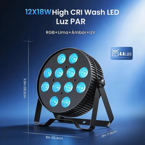 Vista 2 de Betopper Luz LED de escenario de 12 x 18 W, 6 en 1 RGBAL+UV DJ Par Lights-1
