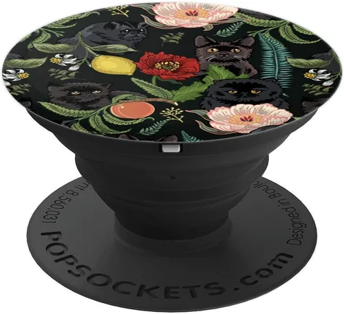 Vista 4 de Botanical and Black Cats PopSockets - Agarre y soporte para teléfonos y tabletas, Negro