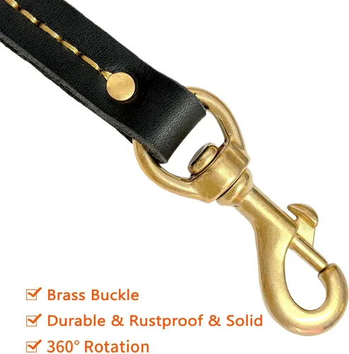 Vista 4 de Guiding Star Correa de cuero para perro de 4 pies, correas para perros grandes, resistente, correa de entrenamiento de cuero suave hecha a mano