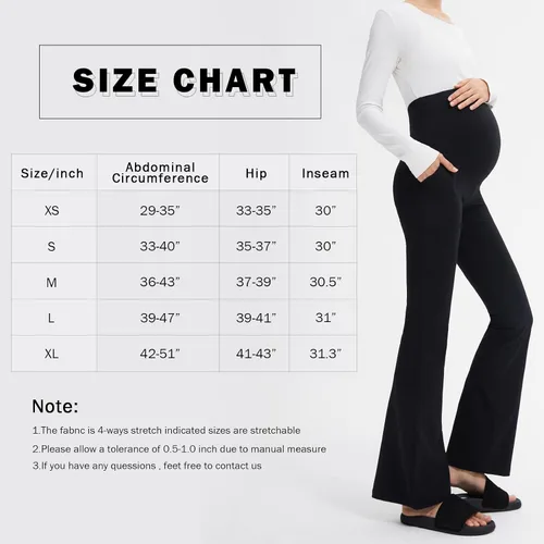Vista 5 de Minmaxmum Pantalones de maternidad para mujer, leggings acampanados con bolsillos para mujer, pantalones de yoga de maternidadpantalones de trabajo