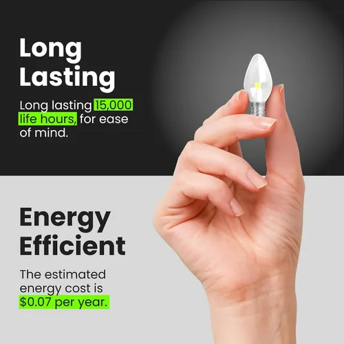 Vista 6 de Feit Electric - Bombilla LED nocturna C7, 0.6 W, 7 W Eq, E12, 4000 K