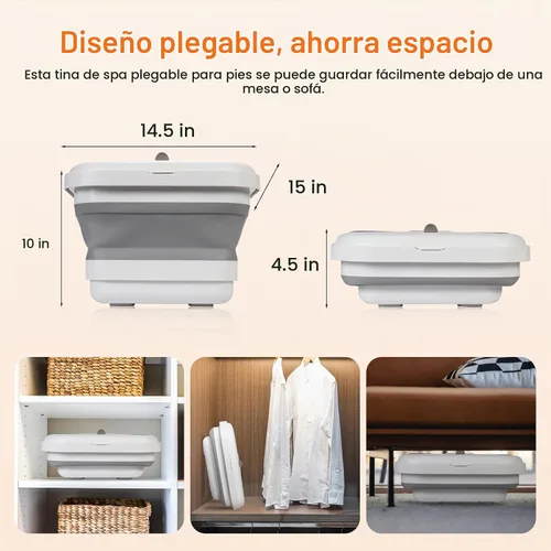 Vista 11 de Masajeador de baño plegable para pies con calor, burbujas A-blanco