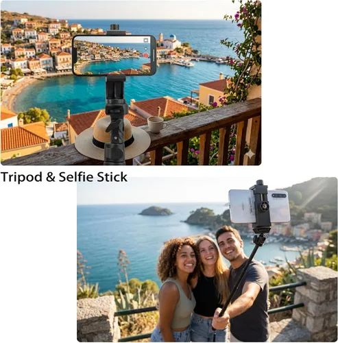 Vista 7 de Ruittos Adaptador de montaje de trípode para teléfono con control remoto de cámara, clip de soporte para teléfono celular con abrazadera ajustable