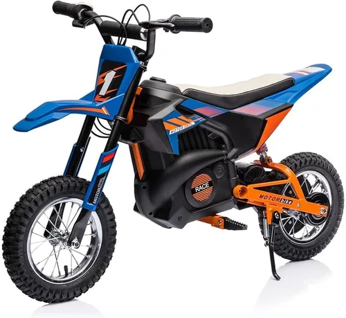 Vista 7 de Motocicleta eléctrica todoterreno de 24 V, motor de 250 W, motocross de velocidad rápida de 13.6 MPH, bicicleta de tierra de asiento de cuero
