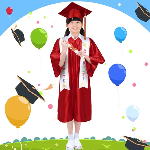 Vista 6 de Sasylvia Juego de gorro de graduación para jardín de infantes preescolar con borla 2023 con anillos de estola de graduación para niños pequeños