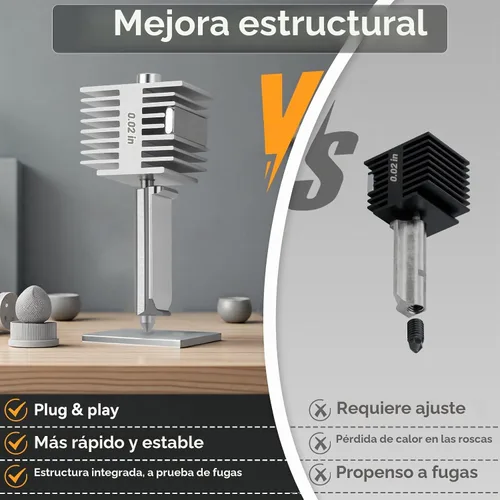 Vista 3 de Upgrade A1/ A1 Mini/ A2L Quick-Swap Hotend 0.4mm Stainless Steel Nozzle Extremo caliente de estructura integrada de alta temperatura y velocidad