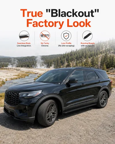 Vista 8 de Estribos aptos para Ford Explorer Base ST XLT Limited Platinum ST-Line Timberline 2020-2026 con aletas de barro Escalones laterales de aluminio