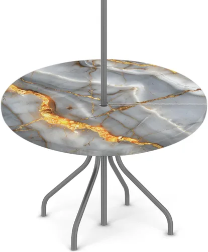 Vista 22 de Mantel redondo para exteriores con agujero para paraguas, mantel de temporada con margaritas para exteriores, con cremallera, impermeable, mantel
