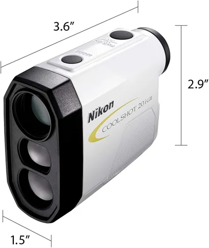 Vista 3 de Nikon Coolshot 20i GII - Telémetro de pendiente láser de golf, versión estándar blanco con borde amarillo, talla M