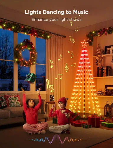 Vista 6 de Govee - Luces de árbol de Navidad, 6.1 pies, 316 LED RGBIC luz para árbol de Navidad