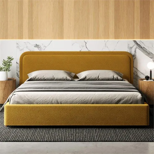 Vista 16 de Chloe - Cama de plataforma tapizada No requiere somier (borde negro, marco de cama queen)