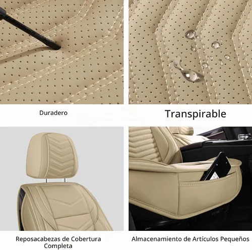 Vista 8 de HChengkikz - Fundas de asiento de automóvil, transpirables e impermeables de piel sintética para automóviles, funda de asiento universal