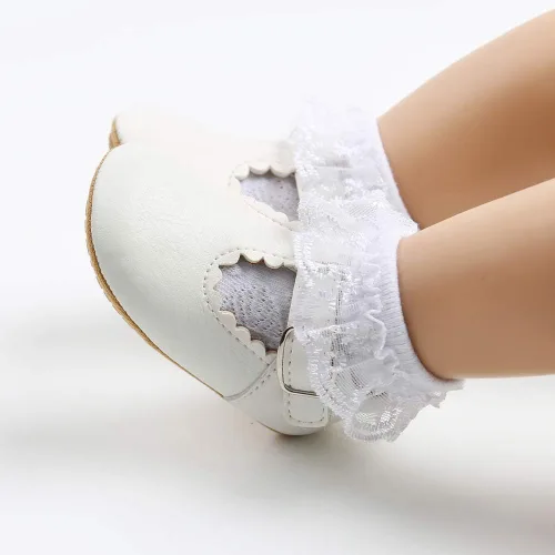 Vista 2 de Zapatos planos Mary Jane para bebés y niñas, con suela suave antideslizante, zapatos con estampado de vestido de princesa recién nacida