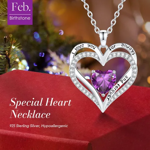 Vista 125 de CDE Collares de piedra natal para mujer, plata de ley 925, collar con colgante de corazón para siempre, Navidad, cumpleaños, aniversario, día de San