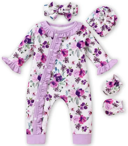 Vista 23 de Aalizzwell Mameluco para bebés niñas, traje de otoño invierno con accesorios Guepardo