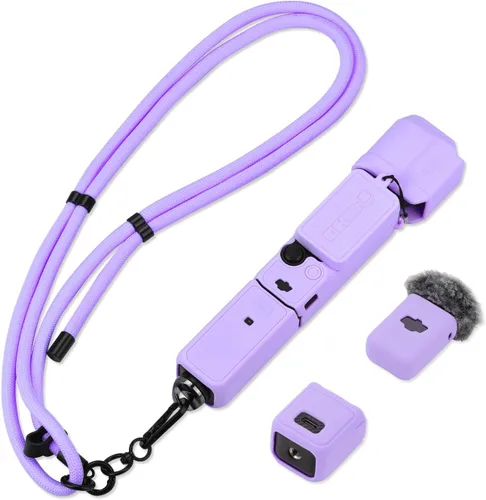 Vista 11 de Funda de Silicona para Pocket 3 y Cordón para el Cuello, Funda Protectora con Protector de Lente Resistente a Rayones, Ajustable, Fácil