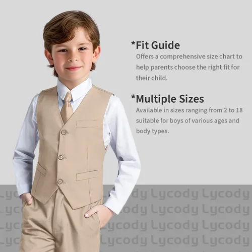 Vista 32 de Conjunto de chaleco para niños, trajes formales, trajes de boda, ropa de vestir