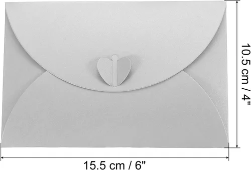 Vista 2 de PATIKIL Sobres para tarjetas de regalo, paquete de 50 sobres con cierre en forma de corazón para tarjetas de regalo, mini sobre para cumpleaños