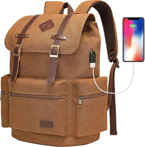 Vista 17 de Modoker - Mochila vintage para laptop, para mujeres y hombres, mochila para la escuela y la universidad
