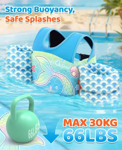 Vista 38 de HeySplash Swim Vest for Kids, Puddle Float Jumper with Safety Buckle