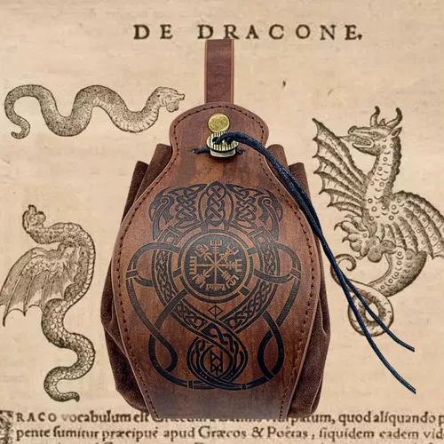 Vista 5 de Riñonera para cinturón, riñonera medieval, vintage, de cuero, funda para teléfono celular, funda para cinturón, bolsillo, casual, senderismo