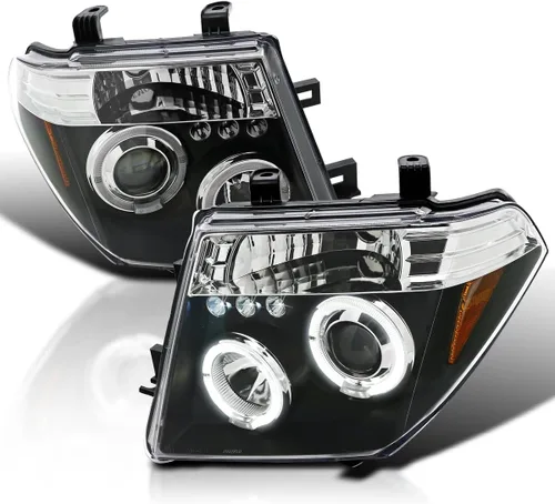 Vista 10 de SPEC-D TUNING Faros Delanteros Proyectores LED con Halo Negro Azabache Compatibles con Nissan Pathfinder 2005-2007, Nissan Frontier 2005-2008, Par