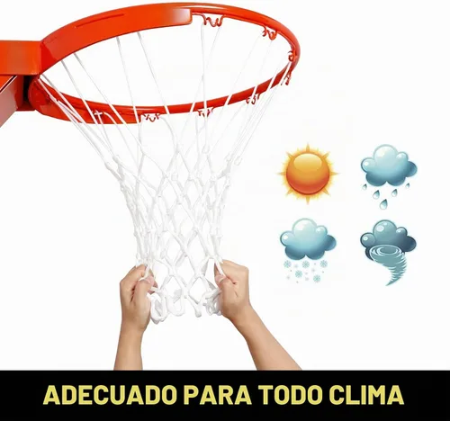 Vista 2 de Malla para aro de baloncesto profesional de alta calidad y resistente, repuesto para aro estándar, 12 argollas, no se enreda, resistente a todos