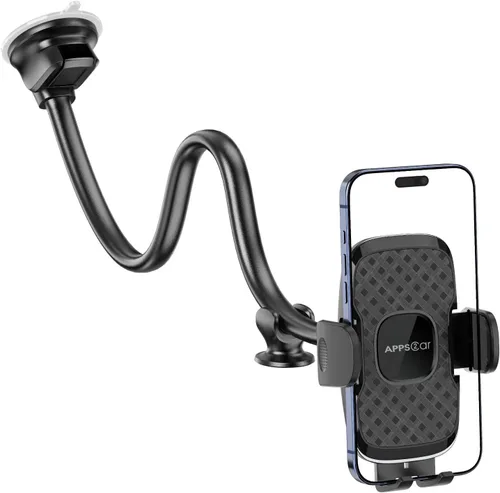 Vista 10 de APPS2Car Soporte de teléfono de automóvil de cuello de cisne de 14 pulgadas, soporte resistente para teléfono para camión, brazo largo flexible