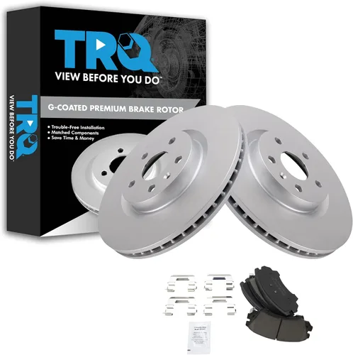 Vista 23 de TRQ Juego de pastillas de freno delantero y rotores con revestimiento de cerámica compatible con Jeep Compass Patriot 2017