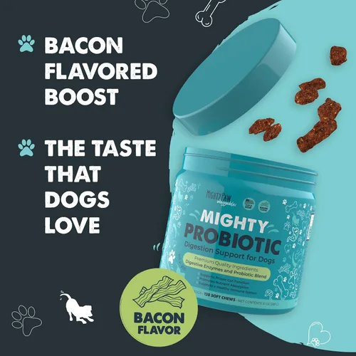 Vista 5 de Mighty Paw Waggables - Probióticos masticables para perros (hechos en Estados Unidos) Probióticos para perros y enzimas digestivas. Probiótico