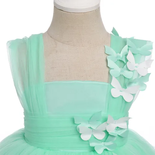 Vista 4 de ODASDO Vestido de mariposa para bebés y niños pequeños, sin mangas, de tul alto, bajo, princesa, boda, ocasión especial, vestido de baile de noche