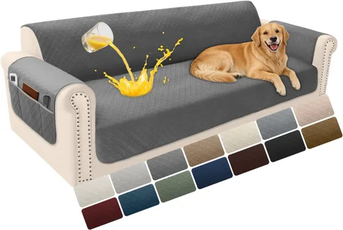 Vista 69 de Fundas de terciopelo 100% impermeables para sofá biplaza, fundas lavables para sofá de 2 plazas, fundas de sofá aptas para mascotas, protector