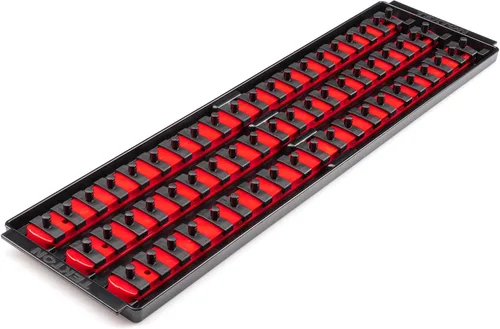 Vista 20 de TEKTON guía de llaves de 1/4 pulgadas x riel de 20.3 cm, 13 clips (rojo) OSR01113 Fabricado en EE. UU