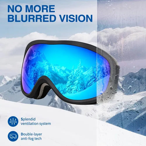 Vista 3 de SPOSUNE Gafas de Esquí Sobre Gafas con Lente Doble, Gafas de Nieve Anti-empañamiento Anti-UV para Hombres Mujeres Jóvenes Esquí Moto de Nieve