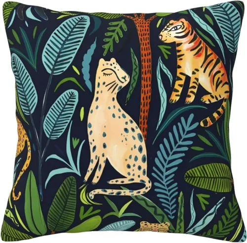 Vista 7 de Almohada de terciopelo con estampado de puntos de leopardo rosa y naranja, juego para el hogar, cómoda decoración de cama cuadrada, sofá al aire