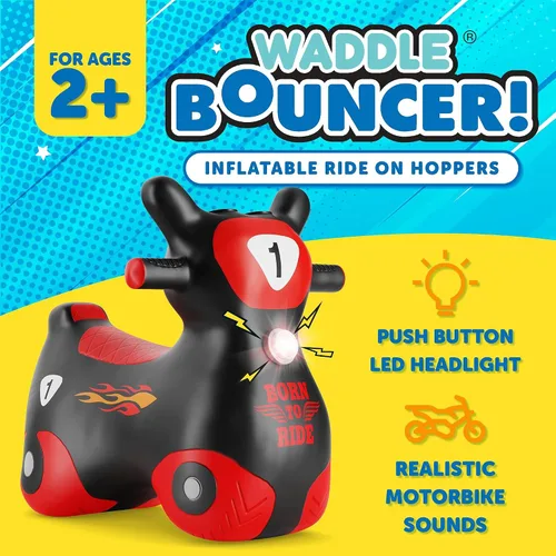 Vista 3 de Waddle Bouncy Hopper Patinete Juguete Inflable de Salto, Para Interiores y Exteriores para Niños Pequeños y Niños, Niños y Niñas de 2 Años