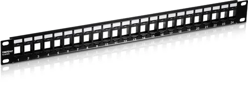 Vista 11 de TRENDnet Paneles de Parche Keystone 1U en blanco de 24 puertos, TC-KP24/2, Carcasa de Montaje en Rack Metálica de 1U 19", recomendada con conectores