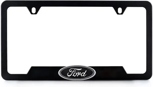 Vista 16 de Ford Logo 3D en negro de plástico ABS, soporte para matrícula con 2 agujeros (Negro/A)