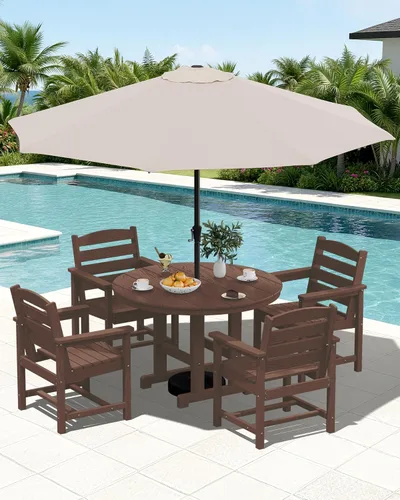 Vista 34 de SERWALL Juego de sillas de comedor Adirondack para exterior, conjunto de 2, sillas de patio de HDPE resistentes a todo clima, color negro