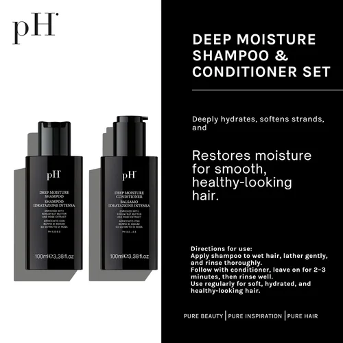 Vista 2 de pH PURE HAIR Juego de champú y acondicionador de humedad profunda, champú y acondicionador hidratante e hidratante, cabello seco, enriquecido
