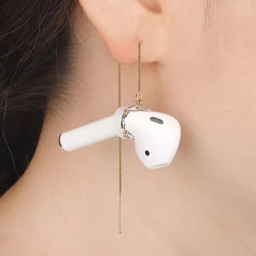 Vista 3 de Guran Correa para auriculares antipérdida compatible con Airpods 1, 2, 3 Pro, Metal